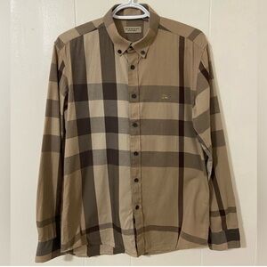 Burberry Brown Plaid Dress Shirt